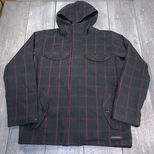 Burton Mens Dryride Entourage Jacket Size Large Black Full Zip Hooded Ski Parka